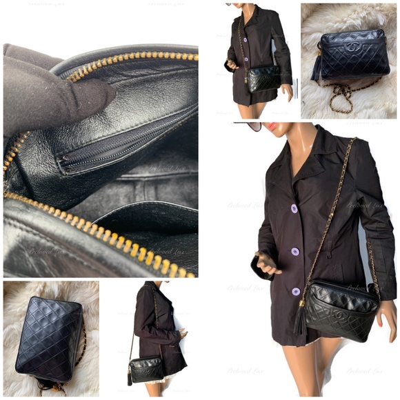 Authentic CHANEL Vintage Lambskin Small Full Flap Bag black/gold hardware - Picture 14 of 17